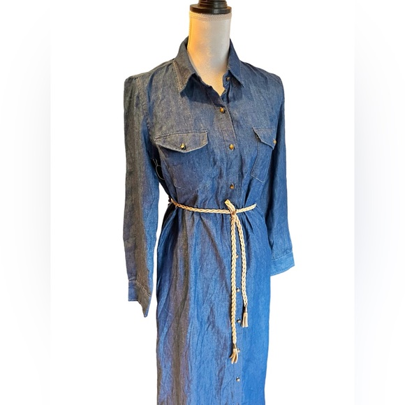 🌻NWT Forever 21 Belted Denim (Chambray) Maxi Dress - Picture 6 of 10